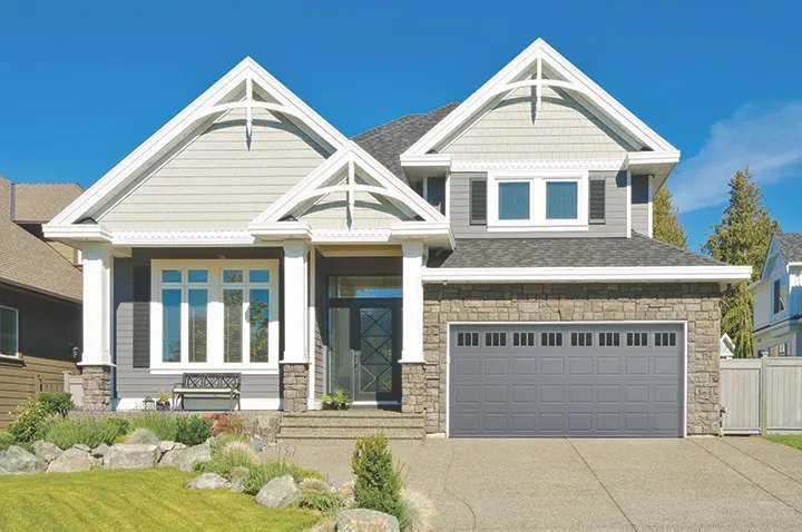 Encore garage door shown on a home