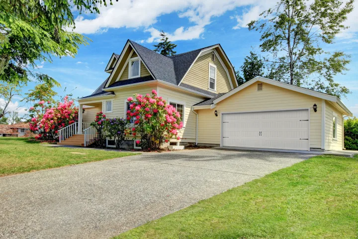 Encore garage door shown on a home