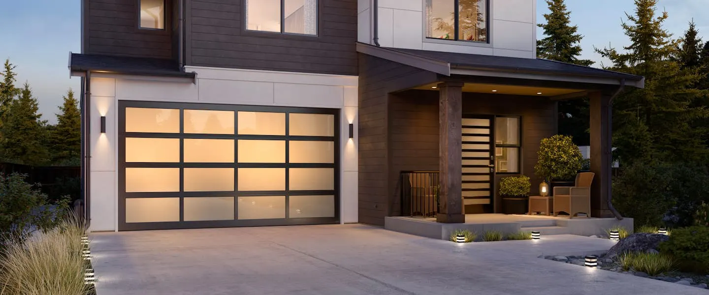 Luma Classic 7400 garage door shown on a home