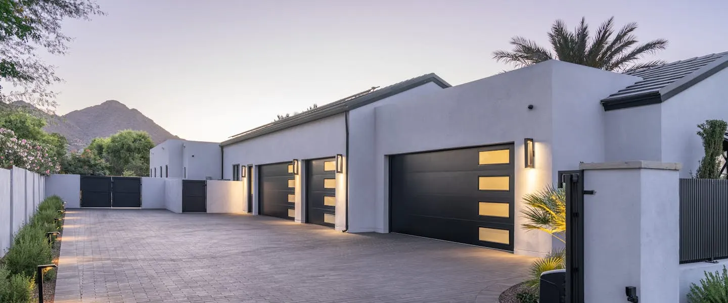 Modern Tech 3550 garage door shown on a home